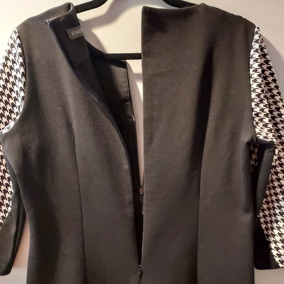 Homeyee Body-con Black and White Houndstooth 3/4 Sleeve Dress in Size 10 - Picture 11 of 12